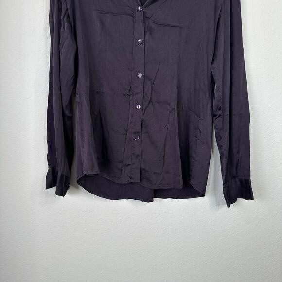 EILEEN FISHER Silk Button Up Blouse Eggplant Purple Size XS Professional Work - Picture 5 of 7
